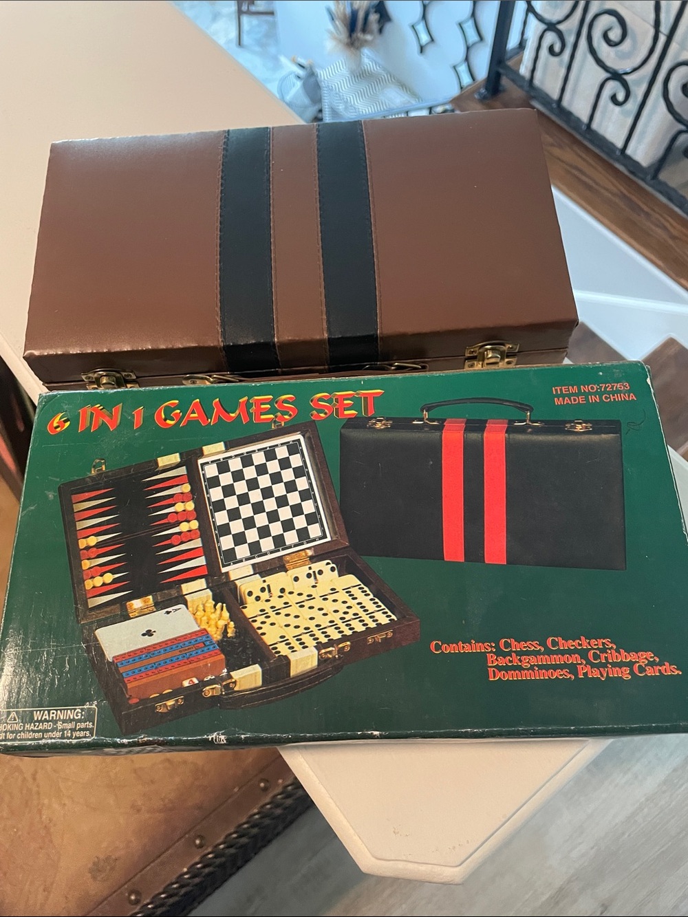 6-in-1 Brown and Black Travel Games Set - Portable Home Games Collection
